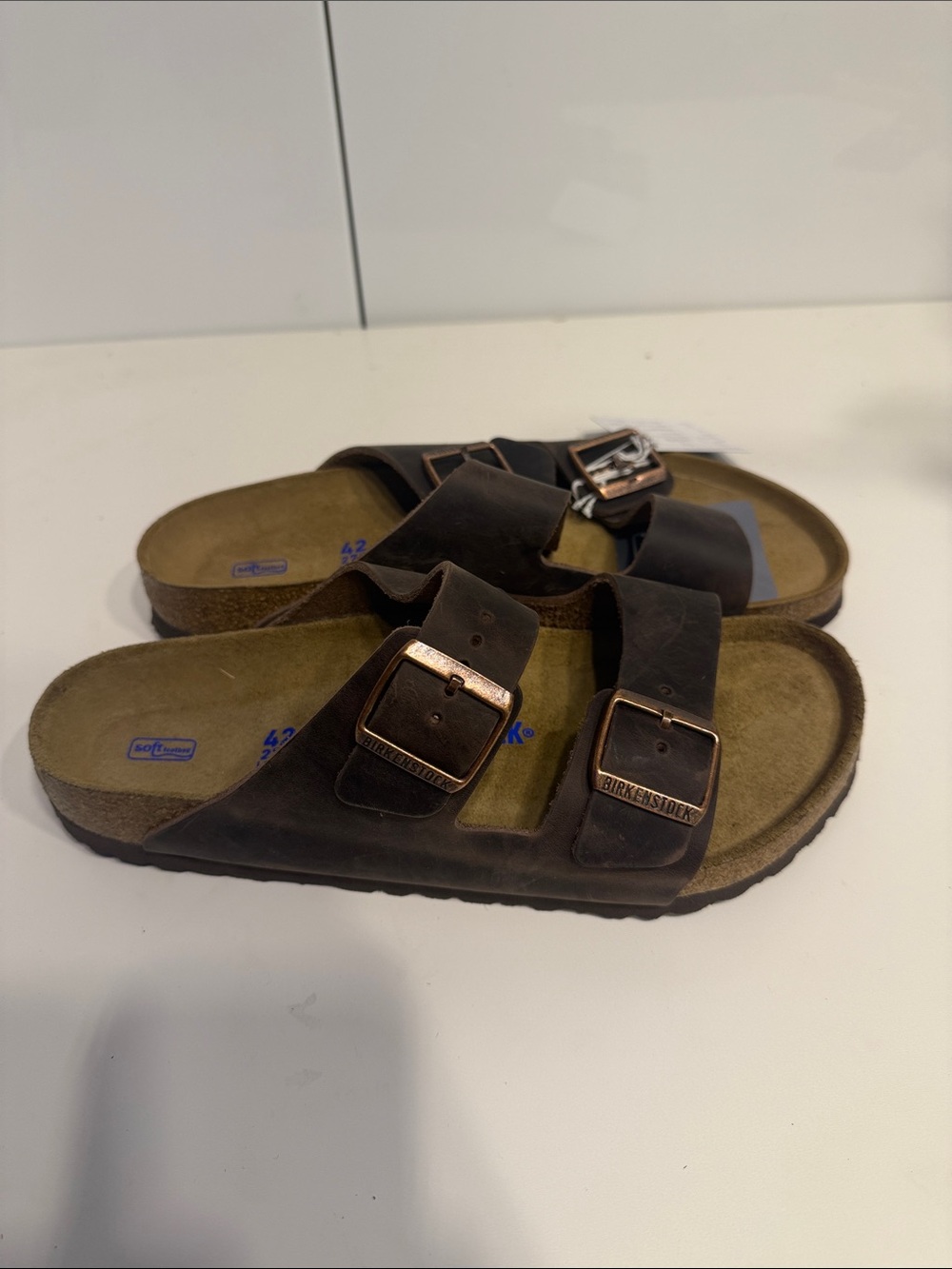 New Birkenstock Brown Nubuck Two-Strap Buckle Sandals women’s 11-11.5 standard